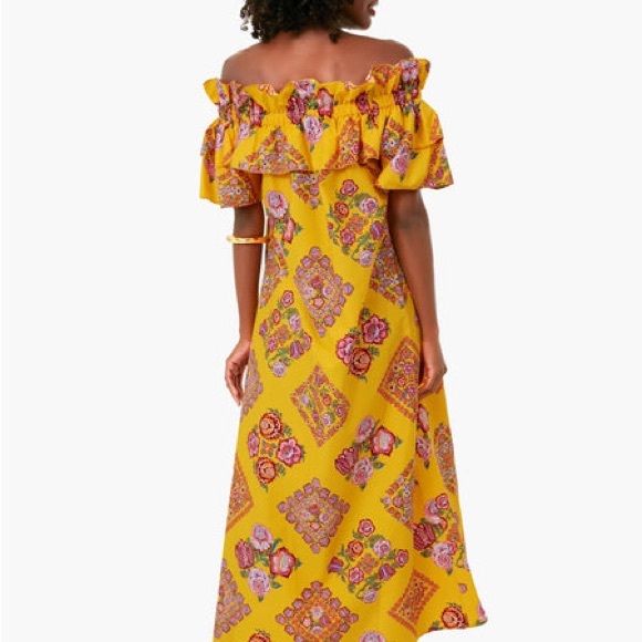 La DoubleJ Cowgirl Giallo Breakfast Dress | Yellow Floral Off-Shoulder | Small - Picture 3 of 8